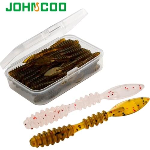 JOHNCOO 40pcs Ocean Rock Lure Soft Bait Worm 48mm 0.48g Wobber Jigging Silicone Baits Leurre souple Shad Iscas Artificial Minnow