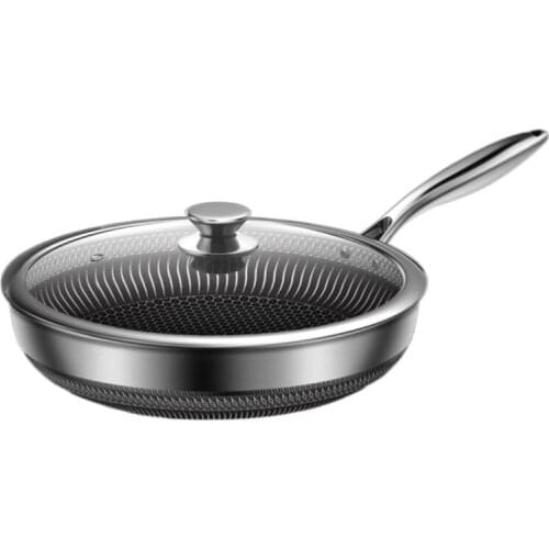 Smoke-free German stainless steel pan, no stove, non-stick pan, household, fast heat conduction, uncoated steak deep frying pan