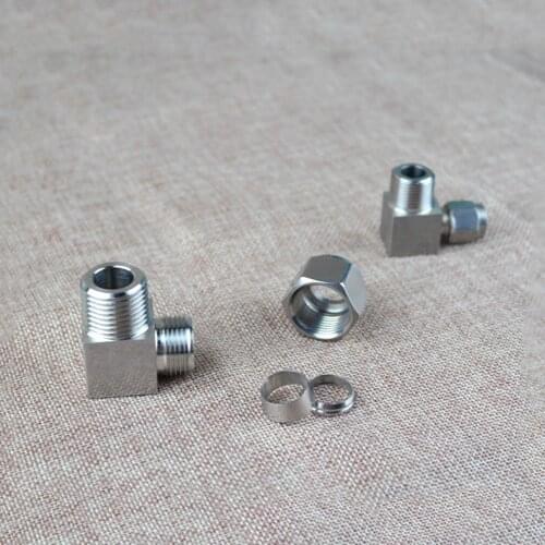 Elbow 1/4" 3/8" 1/2" NPT Male 4/6/8/10/12-18mm OD Double Ferrule Compression Tube Union Connector Stainless 304