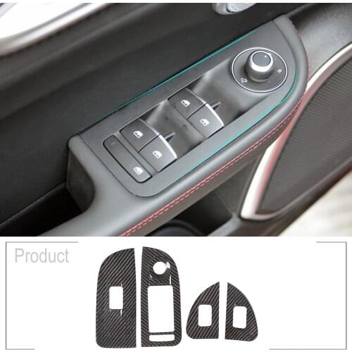 Real Carbon Fiber Style For Alfa Romeo Giulia 2017 2018 2019 Car Window Lift Switch Button Frame Cover Trim Stickers Accessories