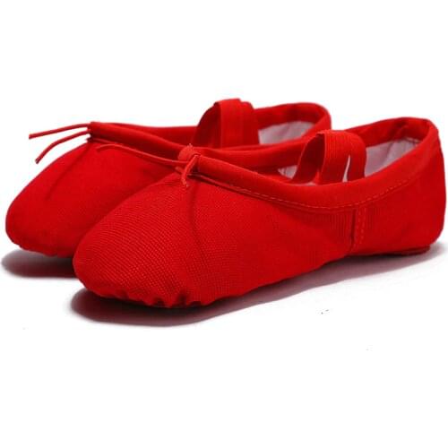 USHINE EU22-45 Cloth Head Yoga Slippers Teacher Gym Indoor Exercise Canvas Red Ballet Dance Shoes Children Kids Girls Woman
