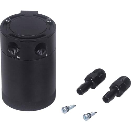 Baffled Aluminum 2-Port Oil Catch Can Tank Air Oil Separator