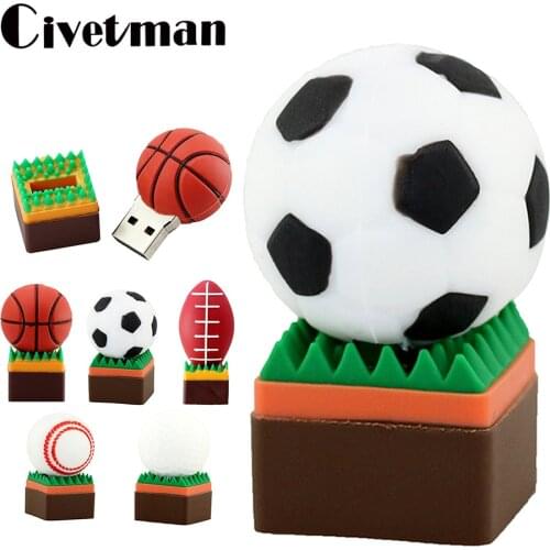 USB Flash Drive 128GB Football Pendrive 128GB Basketball Rugby 4GB 8GB 16GB 32GB 64GB USB 2.0 Flash Memory Stick Disk Pen Drive