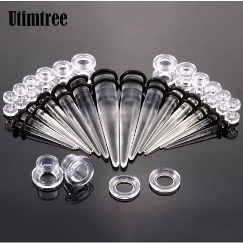 Utimtree 28PCS/lot Acrylic Taper Ear Plugs And Tunnels Streching Screw Earring Fit Expanders Body Jewelry Piercings