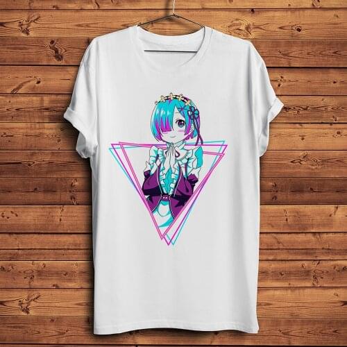 Re Life in a different world from zero REM funny anime tshirt Men new White Casual short sleeve T Shirt Unisex streetwear tee