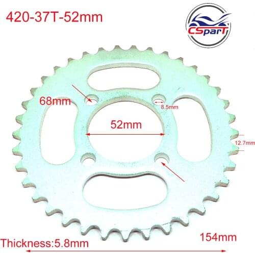 37 Tooth 420 52mm Rear Sprocket XR50 CRF50 CRF70 Pit Dirt ATV Quad Ko Gart Bike 50CC 70CC 90CC 110CC 125CC 140CC 200CC 250CC