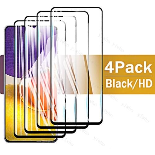 Protective Glass for Samsung Galaxy A82 A52 A72 A32 A42 5G A12 A02S A21s A51 A71 Screen Protectors Tempered Glas HD Black Film