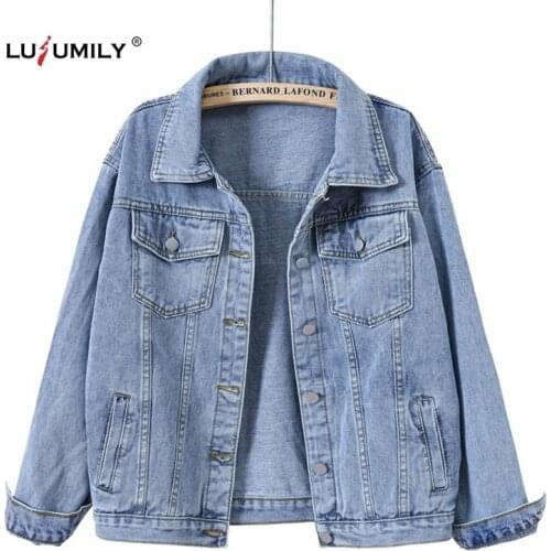 Lusumily Womens Denim Jacket Coat Plus Size 5xl Sinple Jean Jacket Casual Tops Loose Outwear Autumn Loose 7 Colors Denim Coat