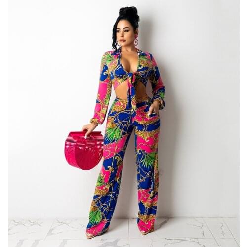 Ladies 2-Piece Fashion Slim-Fit Printing Long-Sleeved Shirt Trousers Two-Piece Casual Office Long Street Professional Suit Women