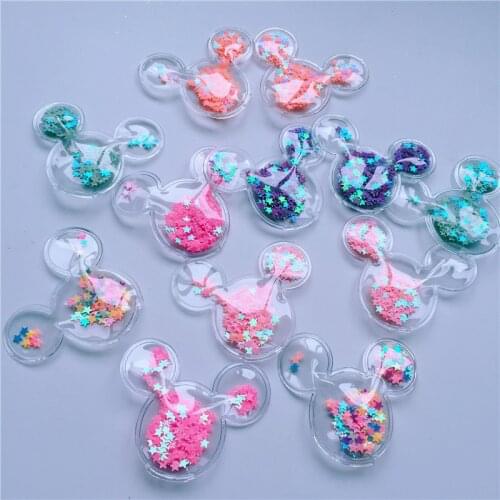 10pcs/lot 6*5.5cm Bling Bling shiny sequin mickey padded applique for clothes and hair accessories free shipping