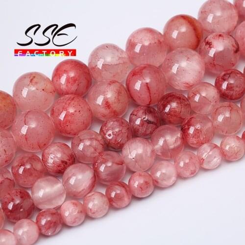 2020 New Natural Cherry Jades Beads Stone Round Loose Beads For Jewelry Making Diy Bracelet Accessories 15'Strand 4/6/8/10/12mm