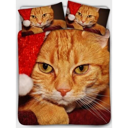 2022 Elves Cat Print 3Pcs/ Classic Christmas Decoration Bedroom Bed Duvet Cover And Pillowcase Bedspread Bedding Cover/Sheet