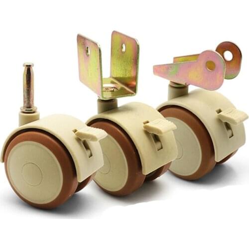 4pcs 2'' universal crib Swivel Casters Cabinet Clamp with Brake Wheels Nylon Furniture support leg for Chairs Baby Bed Trolley