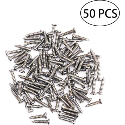 50PCS Tuning Peg Tuning Key Screws Machine Heads Guitar Tuner Mounting Screws for Electric /Acoustic Guitar Bass 11 x 2mm Silver
