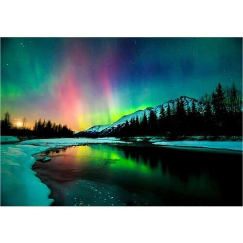 5D DIY diamond painting cross stitch northern lights pattern crafts mosaic rhinestone square diamond embroidery decoration gift