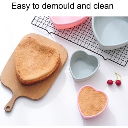 80%HOT4/7/9/10 Inch Cake Mold Non-stick Flexible Silicone Multifunctional Heart Shape DIY Bread Baking Tray Mould for Kitchen