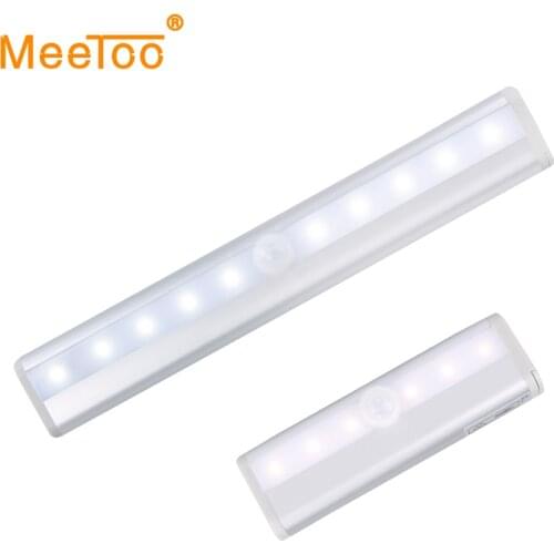 Battery LED Under Cabinet Light PIR Motion Sensor Smart Lamp 6/10 LEDs Lighting for Wardrobe Cupboard Closet Kitchen Night Light