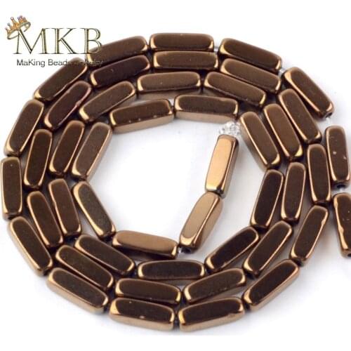 Natural Stone Bronzes Red Hematite Cuboid Shape Beads For Jewelry Making Spacer Loose Beads DIY Handmade Bracelets Wholasale 15"