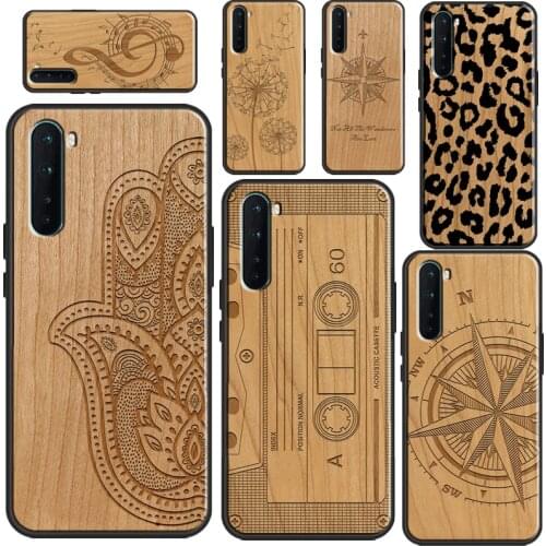 Leopard Print Compass Wood Case For Realme 7 6 Pro X2 X7 X50 XT C3 OPPO A9 2020 Reno4 Pro OnePlus 8 7 Pro 7T Nord
