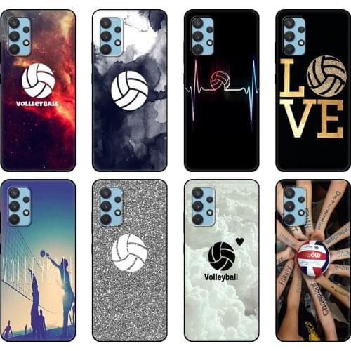 Black tpu Case For Samsung galaxy A32 A42 A52 A72 4g 5g S21 PLUS ultra back cover Volleyball Sports