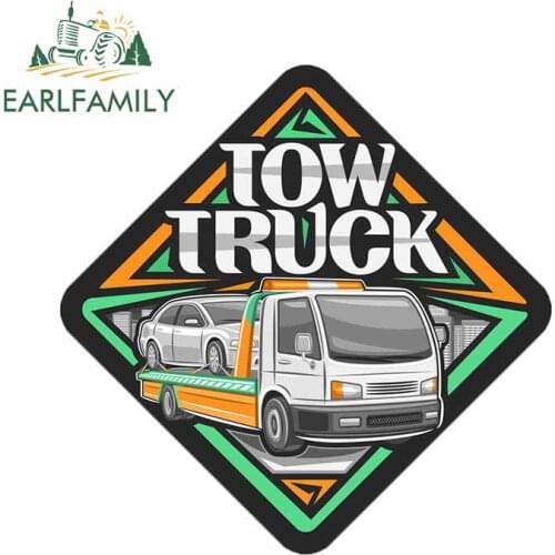 EARLFAMILY 13cm x 13cm for Tow Truck Logo Creative Car Stickers and Decals Waterproof Vinyl DIY Car Assessoires Decoration