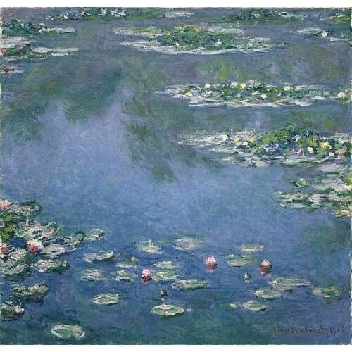 Canvas Wall Art Water Lilies by Claude Monet Painting Print Green Garden Canvas Artwork Classic Nature Picture for Home Office