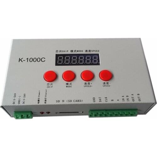 K-1000C (Upgraded version of T-1000S),SD card LED pixel controller;off-line;SPI signal output;2048 pixels controlled