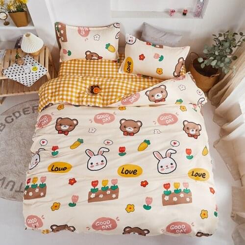 Printed Bedding Set Soft Polyester Duvet Cover Sets With Pillowcase Queen Single Double Duvet Cover With Zipper Home Textiles