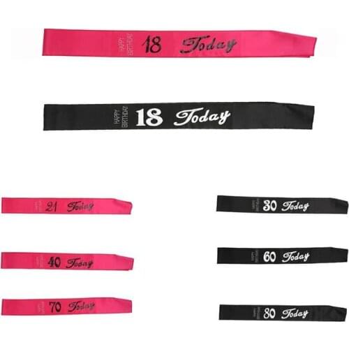 MagiDeal 18th 21th 30th 40th 50th 60th 70th 80th Happy Birthday Party Satin Sash DIY Favour Decor Accessories