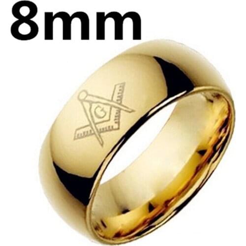 MOREDEAR 8mm Freemasons Ring Masonic Black Rings For Men Women Gold Silver Black 316L Stainless Steel Charms Jewelry