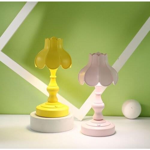 Cute Lotus Mini LED Table Lamp Modern Flower USB Rechargeable Small Desk Lights for Kids Bedroom Study Home Nightstands Decor