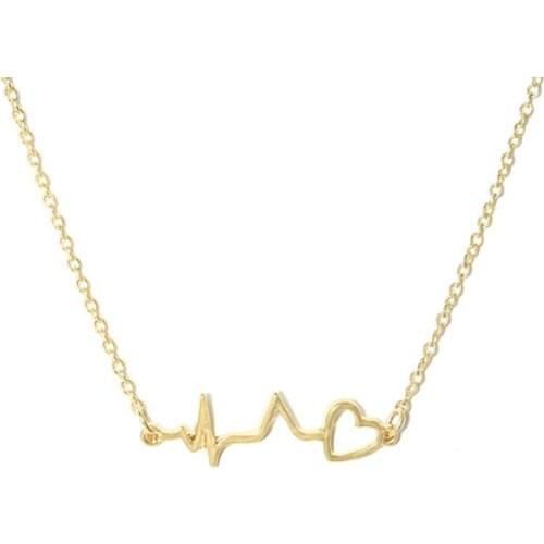 2018 New Cute Heartbeat Connector Heart Necklace Unique Electrocardiogram Charm Necklace Origami Jewelry For Women