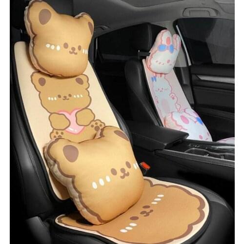 2021 New Fashion Cartoon Bear Ice Silk Butt Pad Breathable Anti-skid Car Seat Cushion Mat Car Supplies Female