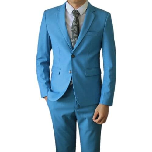 2021 New Mens Boutique Business Solid Color Wedding Hostess Suits Pants / Male Evening Dress Blazers Jacket Trousers 2 Pcs Set