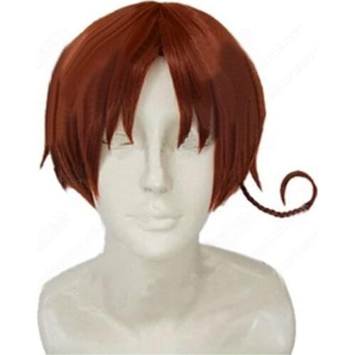 Axis Powers Hetalia Wigs South North Italy Wig Feliciano Vargas Red Brown Cosplay Wig With a Small Detachable Braid