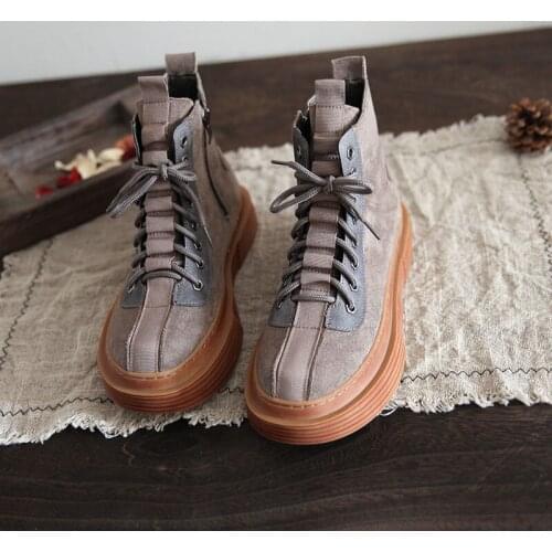Casual thick-soled Martin boots women 2020 autumn and winter wild big head ugly short boots high top womens shoes