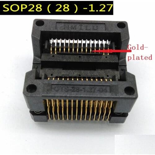 SOP28 Aging Seat IC Test Seat OTS-28-1.27-04 Gold-plated Shell Programming Seat pin pitch 1.27mm