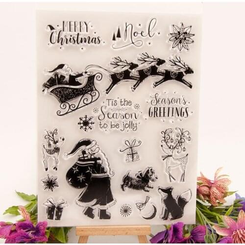 ZFPARTY Christmas Santa Transparent Clear Silicone Stamp Cutting Dies Set for DIY scrapbooking/photo album Decorative
