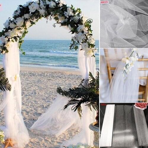72cmX10m Wedding Decoration White Sheer Crystal Organza Tulle Roll DIY Table Chair Sash Backdrop Hanging Decor Party Supplies 5z