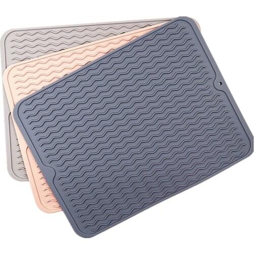 Silicone Dish Drying Mats Thickness Heat Resistant Trivet Drip Tray Cup Coasters Non-Slip Pot Holder Table Kitchen Accessories