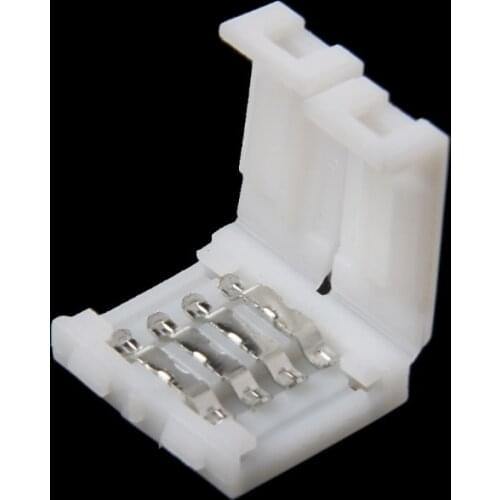 Solderless Clip-on Coupler Connector 4 Pin 10mm For 5050 RGB LED Strip Light