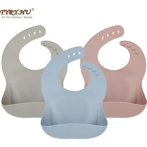 TYRY.HU 1PC Multicolor Childrens Silicone Bib Baby Products Waterproof Cartoon Apron Adjustable Bib Baby Bib