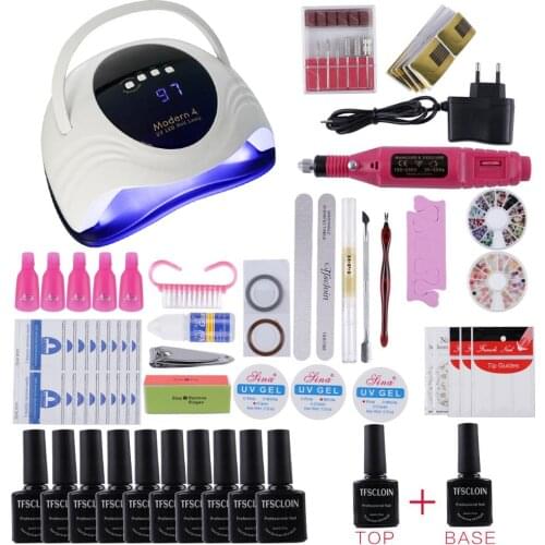 UV LED Nail Dryer Manicure Set with Colours Gel Nail Polish Set Semi-Permanent Nail Art UV Gel Kit for Beginner Manicure Kits