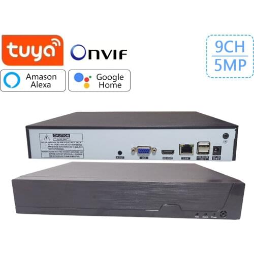 Tuya Smart Onvif 9CH 5MP 4MP 3MP 2MP H.265 Video Surveillance NVR Recorder Motion Detect Recorder for IP Camera Metal Case