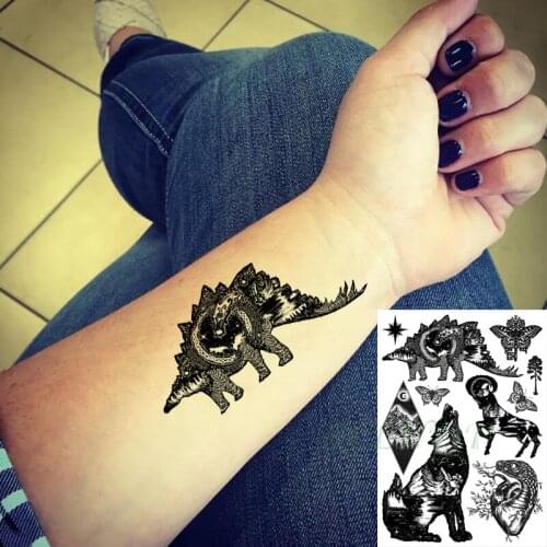 Waterproof Temporary Tattoo Sticker Dinosaur Butterfly Forest Wolf Snake Star Moon Flash Tatoo Fake Tatto for Men Women
