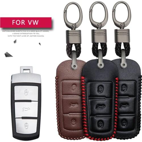 For VW Polo Passat B5 B6 B7 B8 Beetle T5 Golf Jetta mk6 Tiguan Touareg Car Key Protection Shell Key Case Cover Leather Keyring