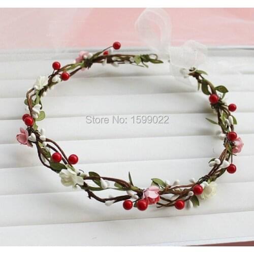 Creative Festival Flower Floral Bridal Wreath White Pink Wedding Hair Crown Tourism Holiday Hair Accessories Festival Headpiece