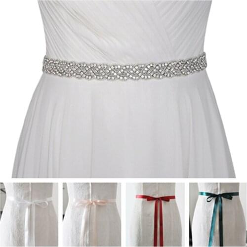 Womens Rhinestones Belt Wedding Dress Handmade Diamond Crystal Belt Accessories Marriage Bridal Sashes Can Customize Any Size