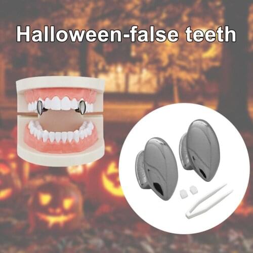1Set Halloween Teeth Brace Scary Fine Workmanship Portable Bloodsucker Plating Golden Color False Teeth Fang for Carnival
