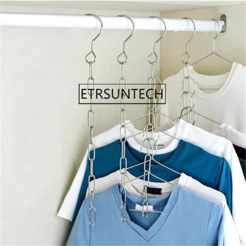 100pcs Stainless Steel Clothes Market Shop Display Hanging Chain Hooks With Ring Hanger Household Tools